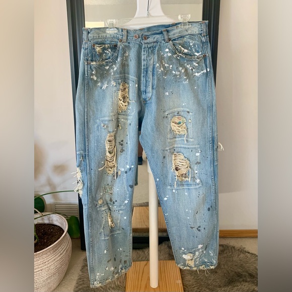 MAGNOLIA PEARL Calico Miner Distressed Denim Trousers - Picture 2 of 8